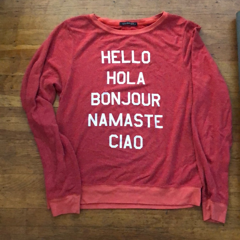 Wildfox HELLO long sleeve pullover